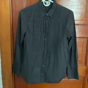 J.Crew charcoal button up top w pleats. size 0